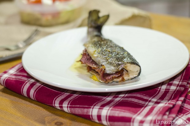 trucha con jamón